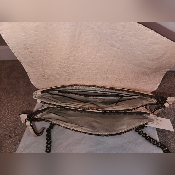 Maxon Collection Italian Napa Leather Asymmetric Flap Crossbody Bag, Cipria Pink - Picture 9 of 16